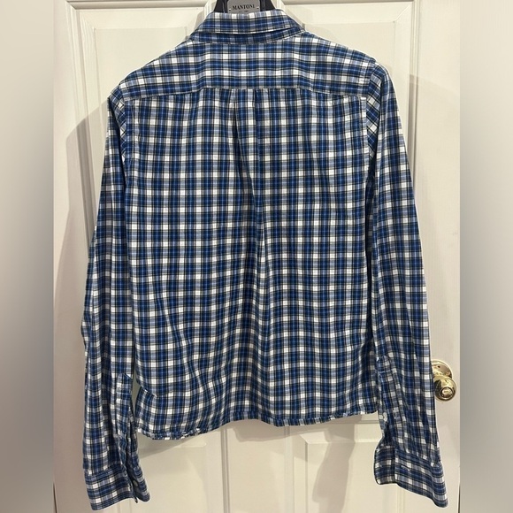 Abercrombie & Fitch Men’s 2XL Muscle Fit Long Sleeve Blue Plaid Button Down - Picture 2 of 9